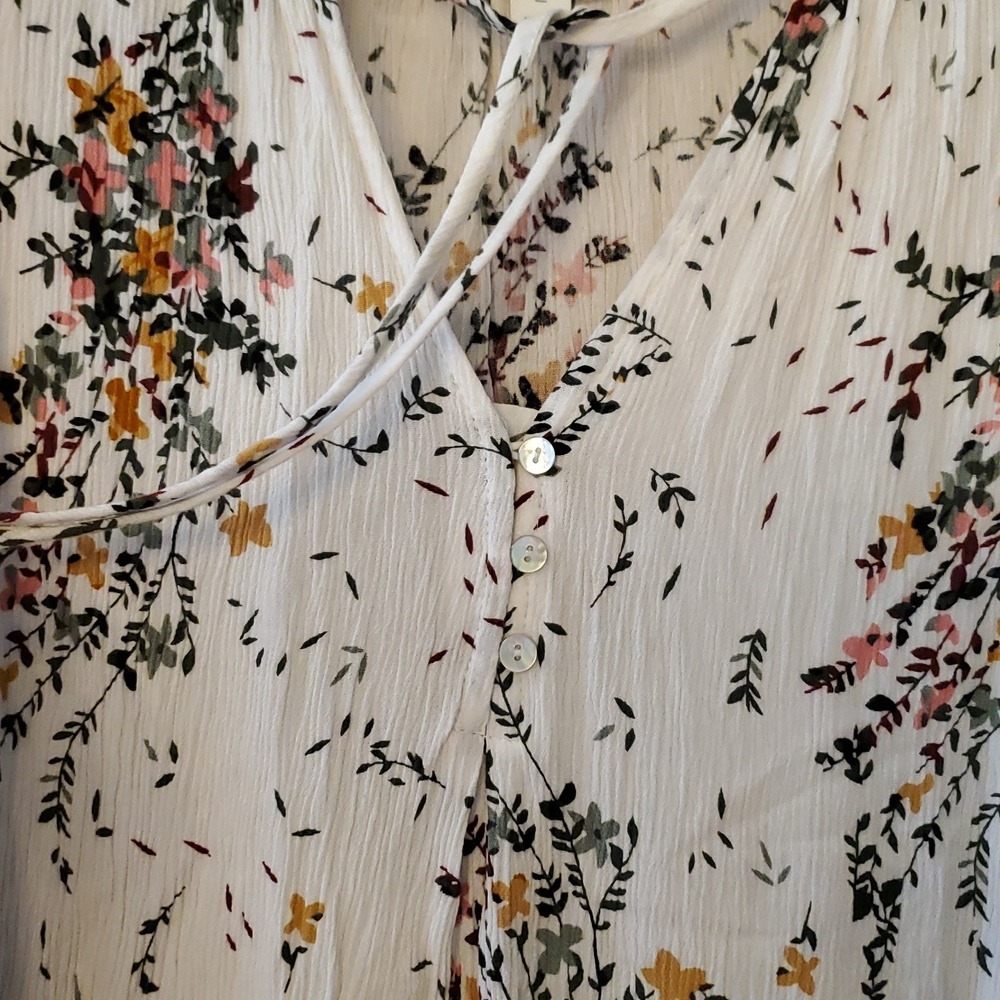 Market & Spruce Womens Sleeveless Floral Crinkle‎ Blouse With Tie Size Medium - Picture 7 of 7